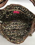 Betsy Johnson Brown Leather Ziplock Large Hobo Bag