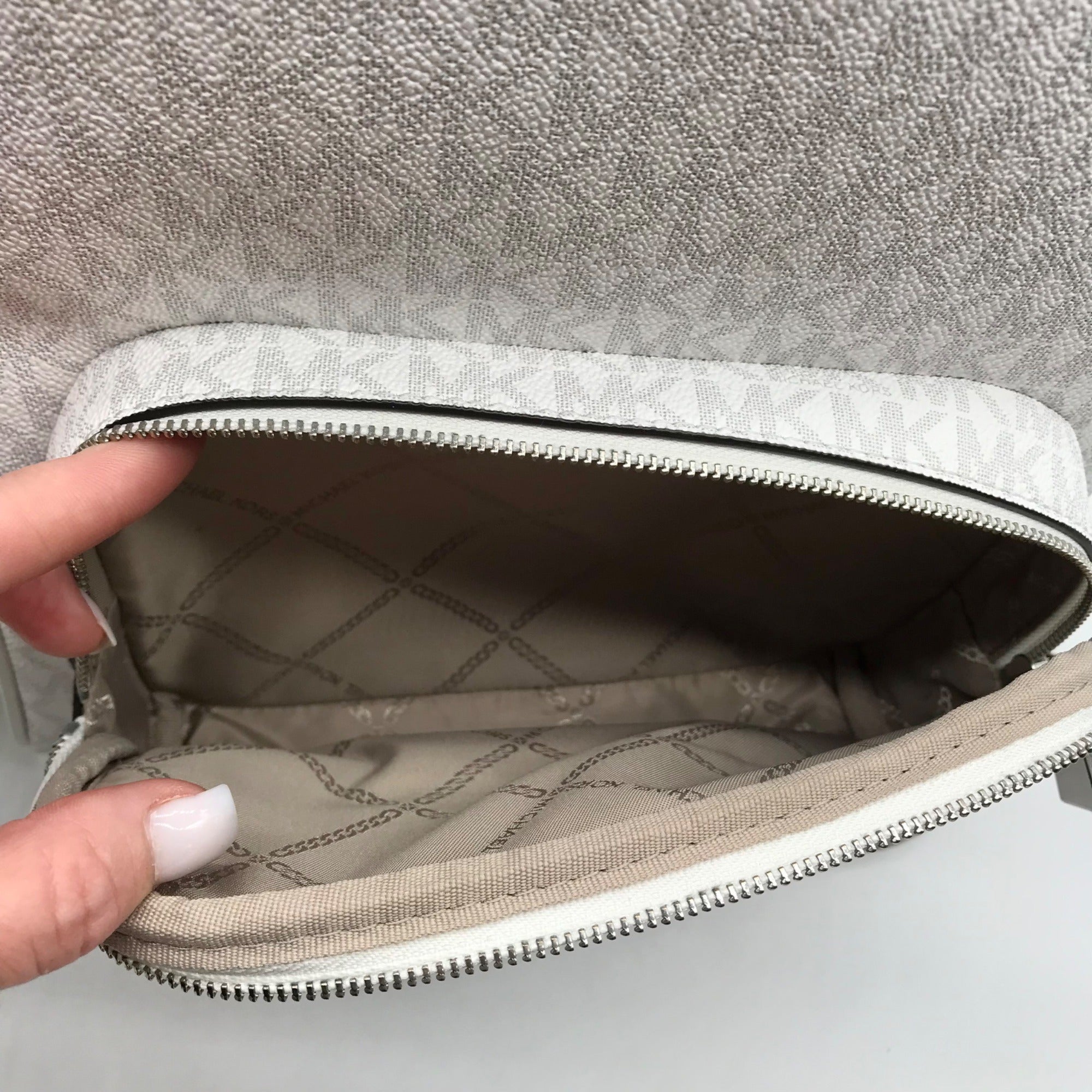 Michael Kors Optic White Coated Canvas Bex Medium Backpack