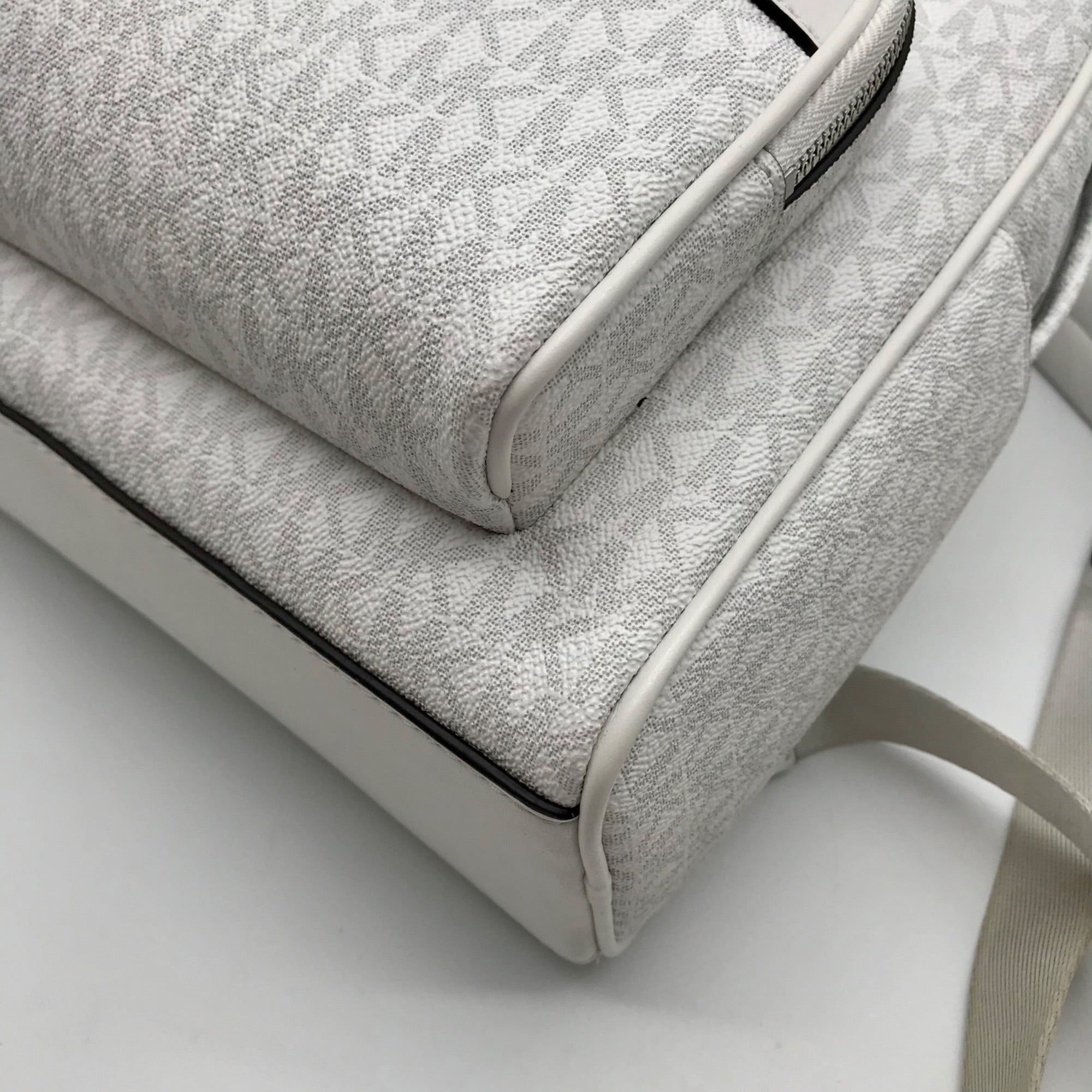 Michael Kors Optic White Coated Canvas Bex Medium Backpack