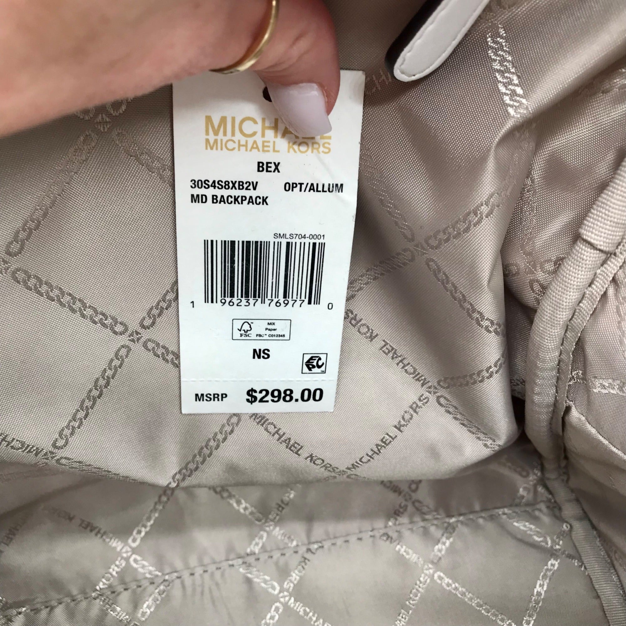 Michael Kors Optic White Coated Canvas Bex Medium Backpack
