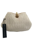 Morgan Taylor Ruched Ivory Satin Evening Crossbody