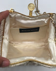 Morgan Taylor Ruched Ivory Satin Evening Crossbody