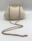 Morgan Taylor Ruched Ivory Satin Evening Crossbody