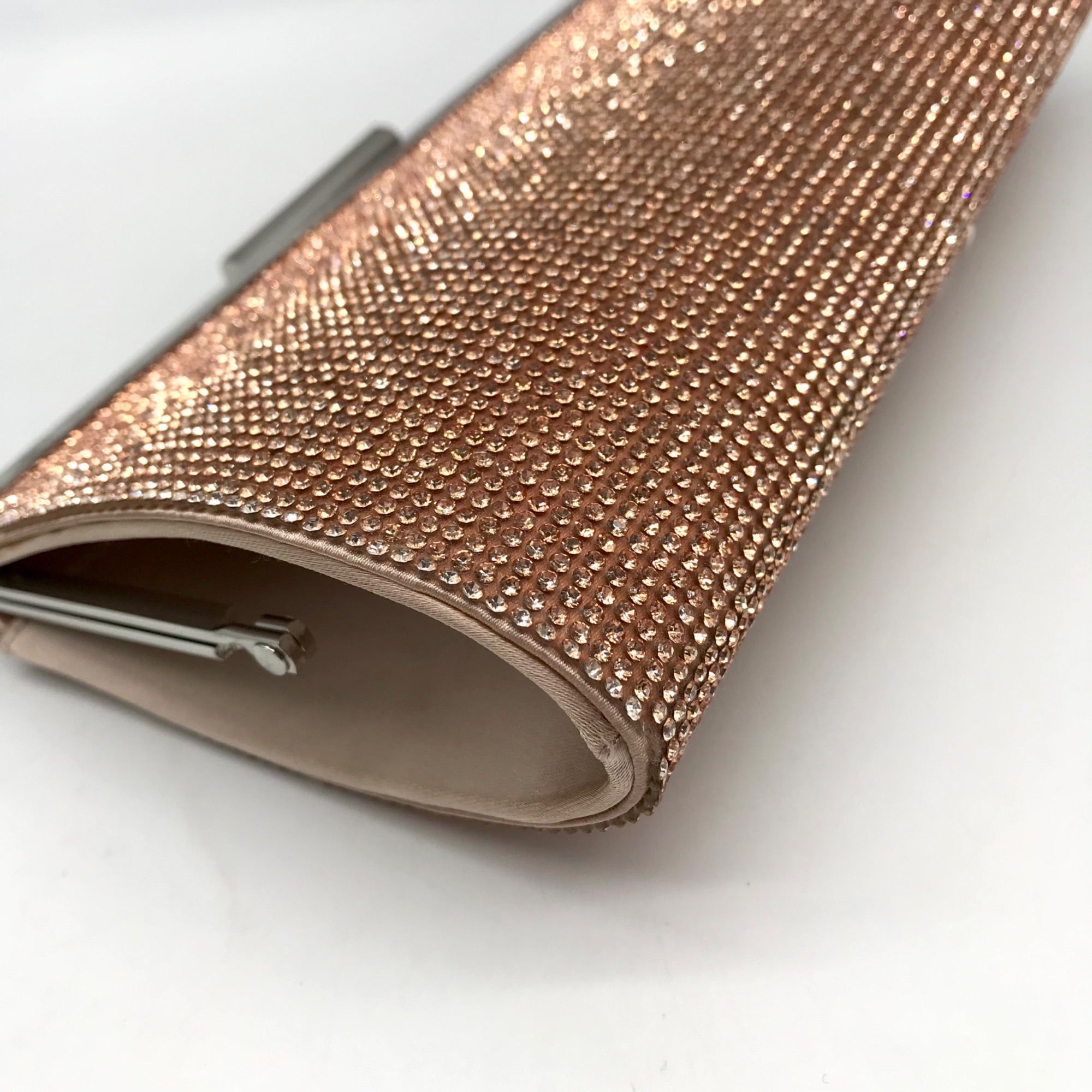 Nina Rose Gold Crystal Frame Clutch