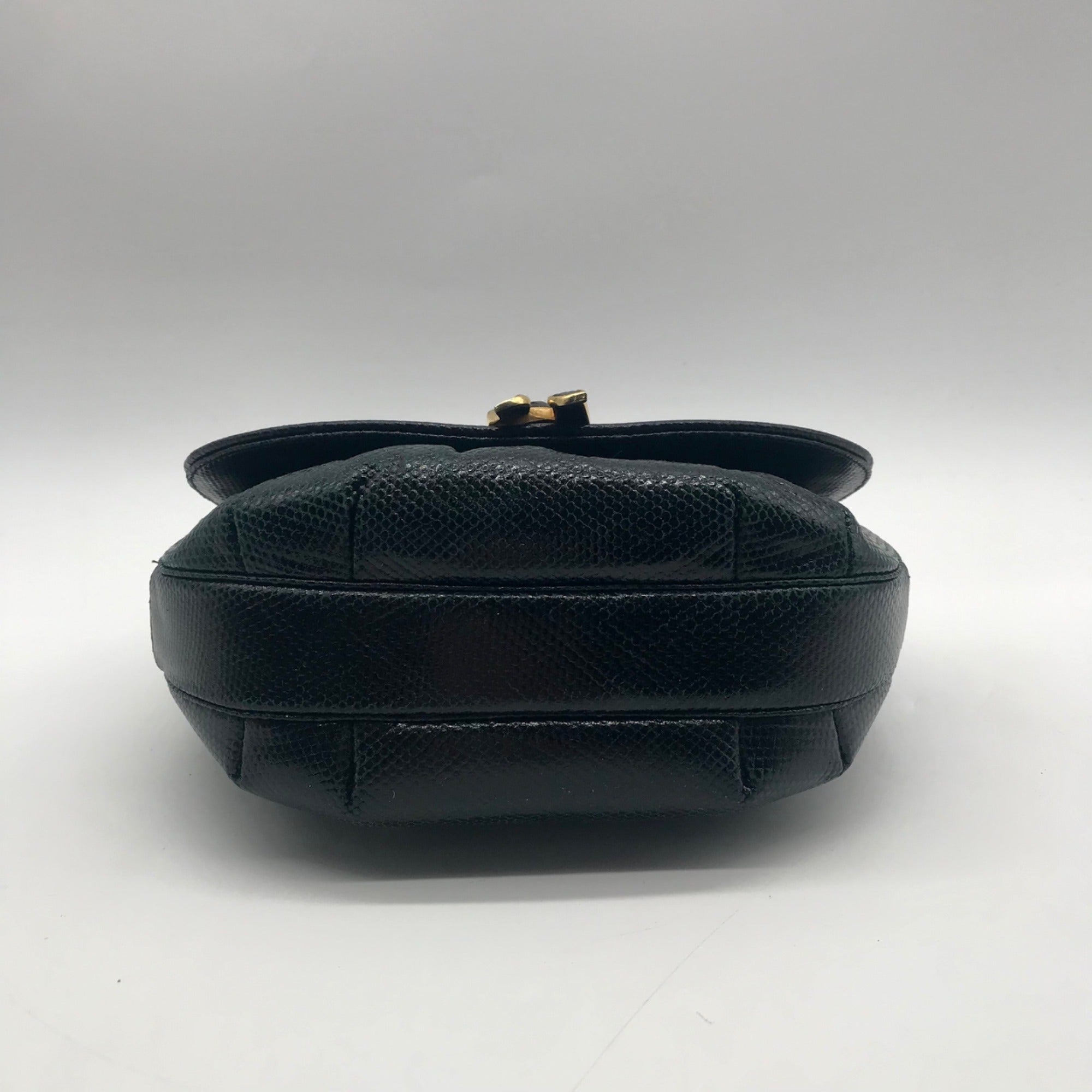 Judith Leiber Black Snakeskin Evening Convertible Crossbody Bag