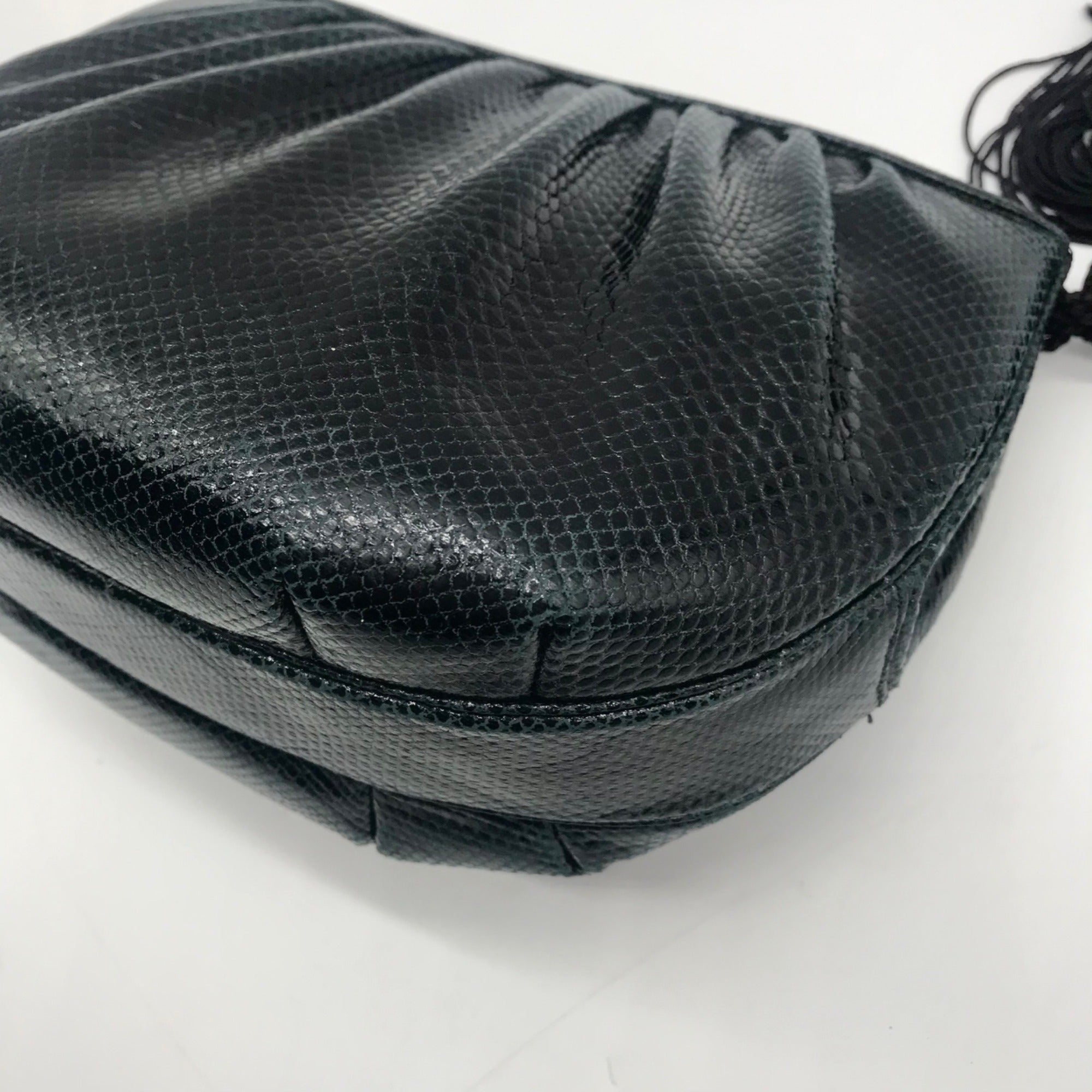 Judith Leiber Black Snakeskin Evening Convertible Crossbody Bag
