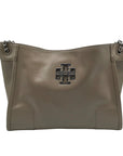 Tory Burch Taupe Patent Leather Britten Slouchy Shoulder Bag With Wallet