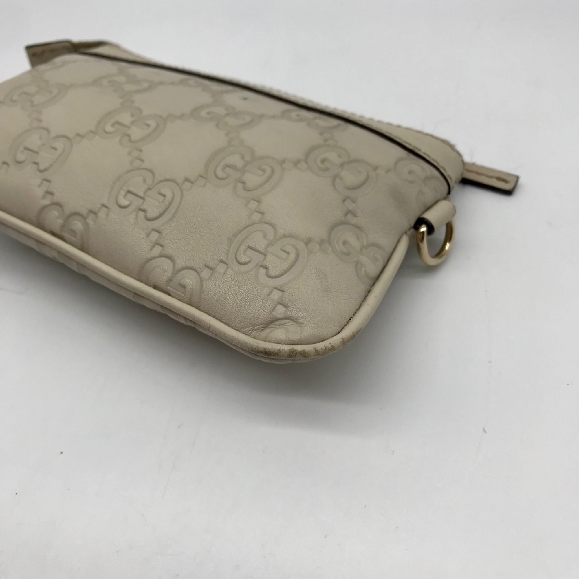 Gucci Off-White Monogram Leather Zip Wallet