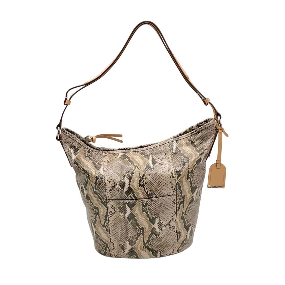 Cole Haan Python-Embossed Tan Leather Hobo Shoulder Bag