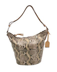 Cole Haan Python-Embossed Tan Leather Hobo Shoulder Bag