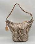 Cole Haan Python-Embossed Tan Leather Hobo Shoulder Bag