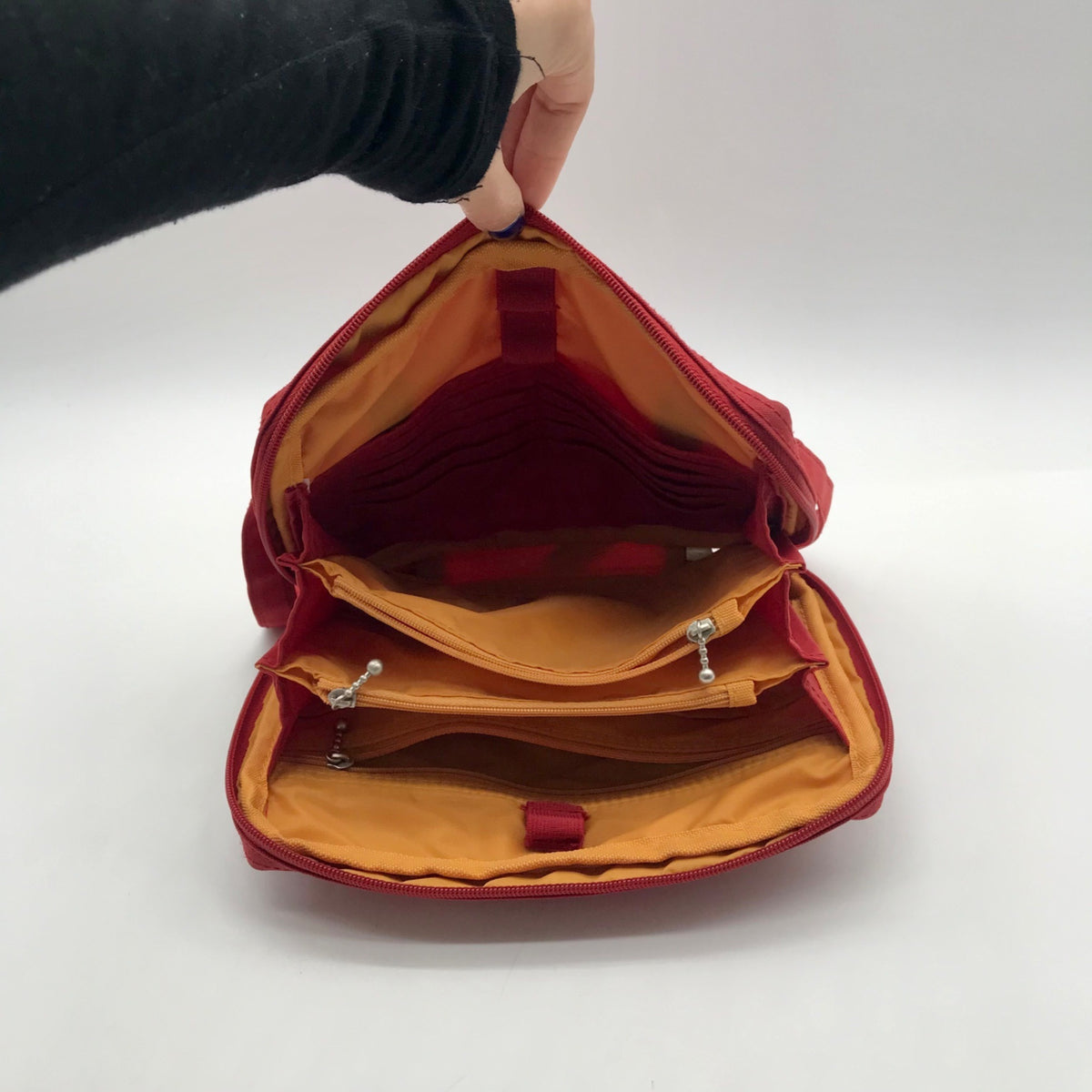 Baggallini Red Nylon Multi-Pocket Crossbody Bag