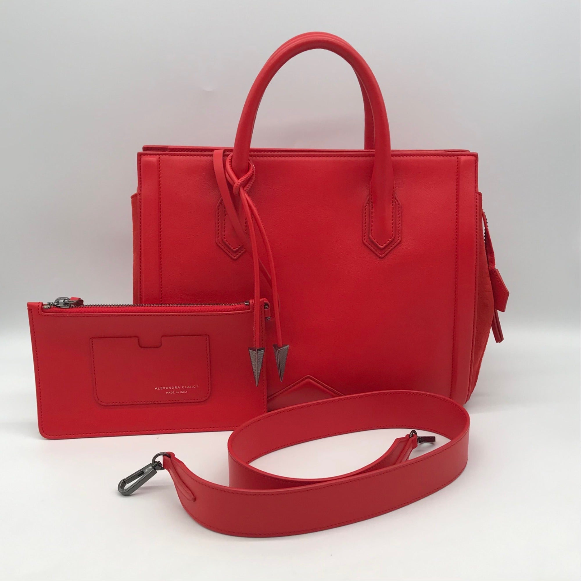 Alexandra Clancy Large Red Leather Satchel