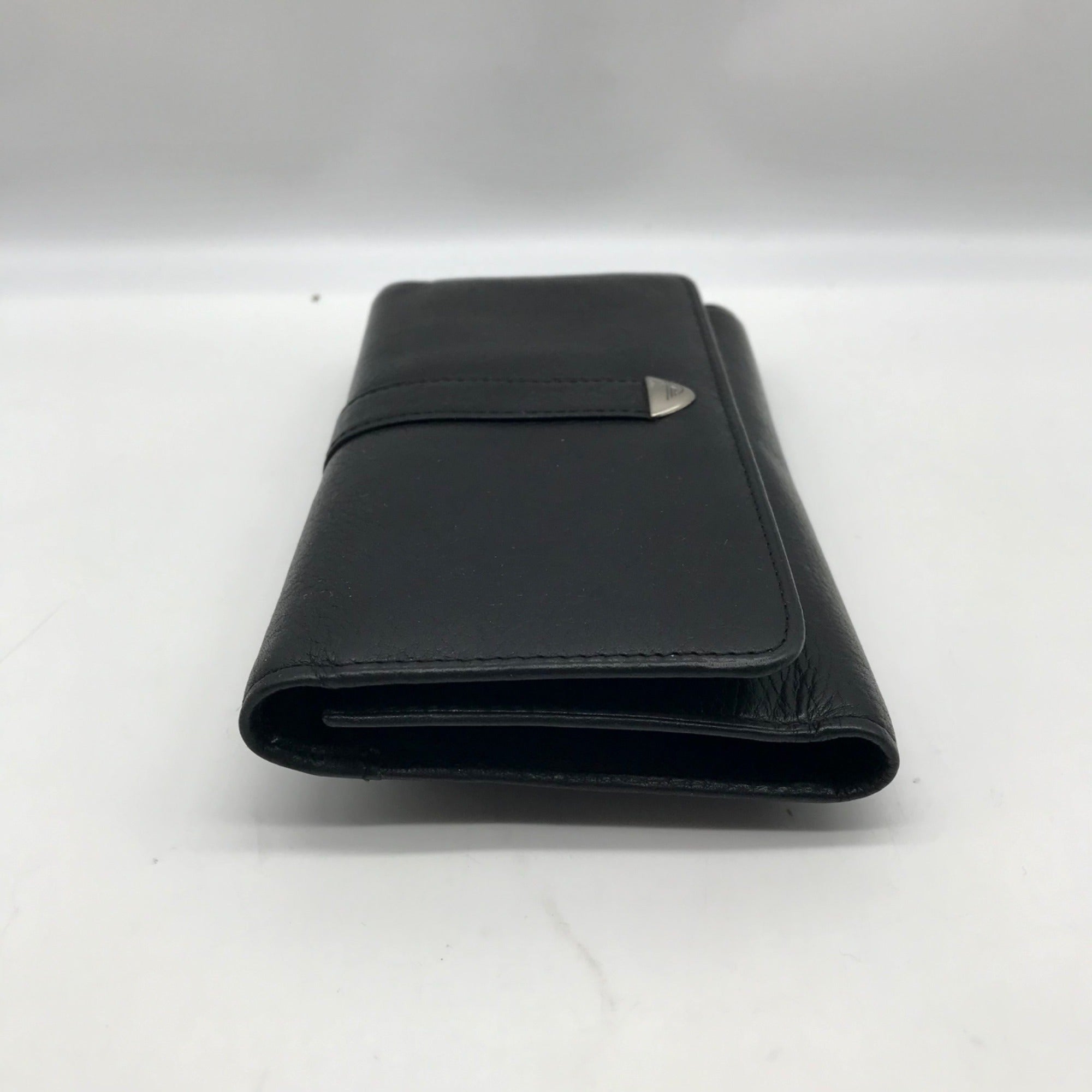 Dockers Black Leather Double Snap Tri-Fold Wallet