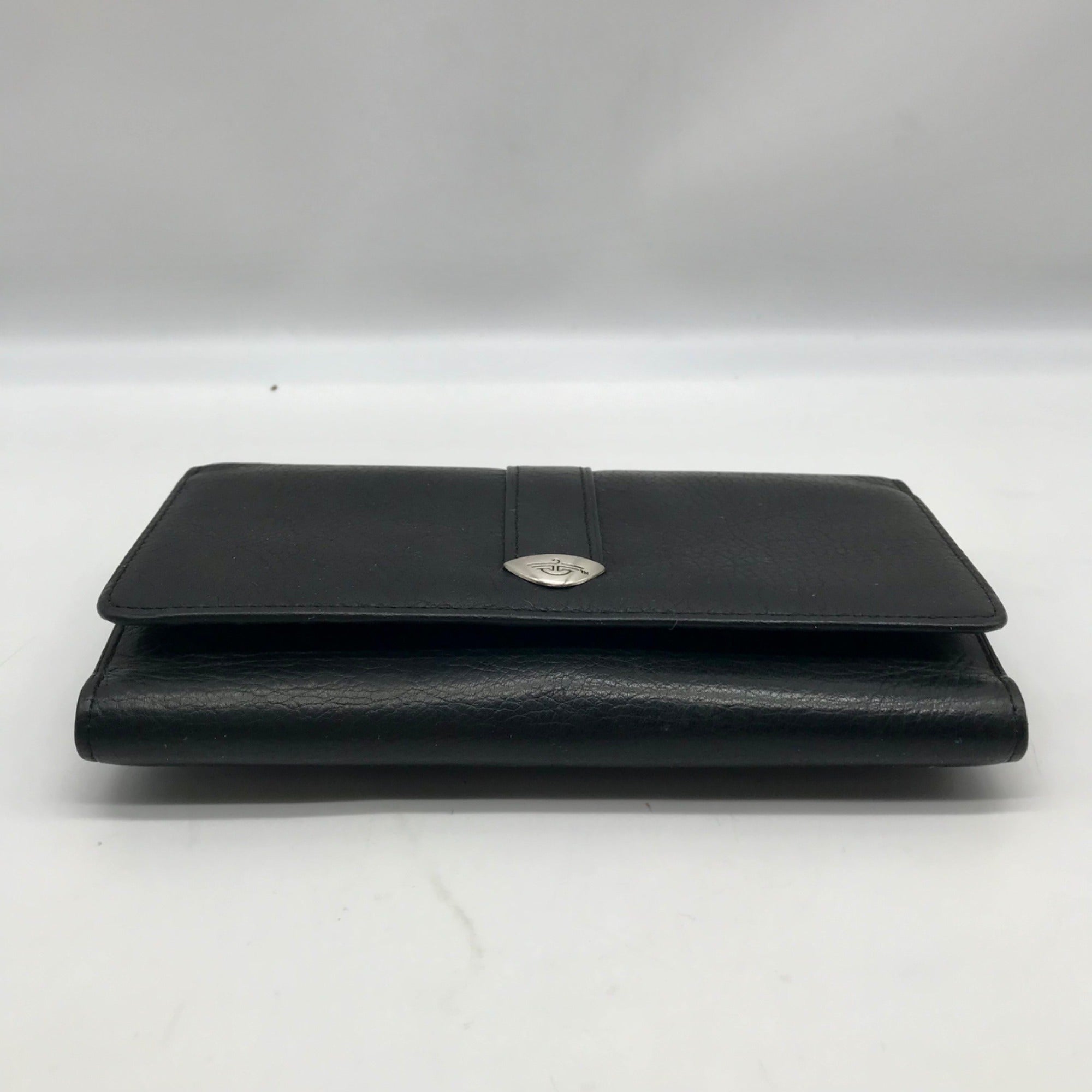 Dockers Black Leather Double Snap Tri-Fold Wallet