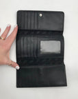 Dockers Black Leather Double Snap Tri-Fold Wallet