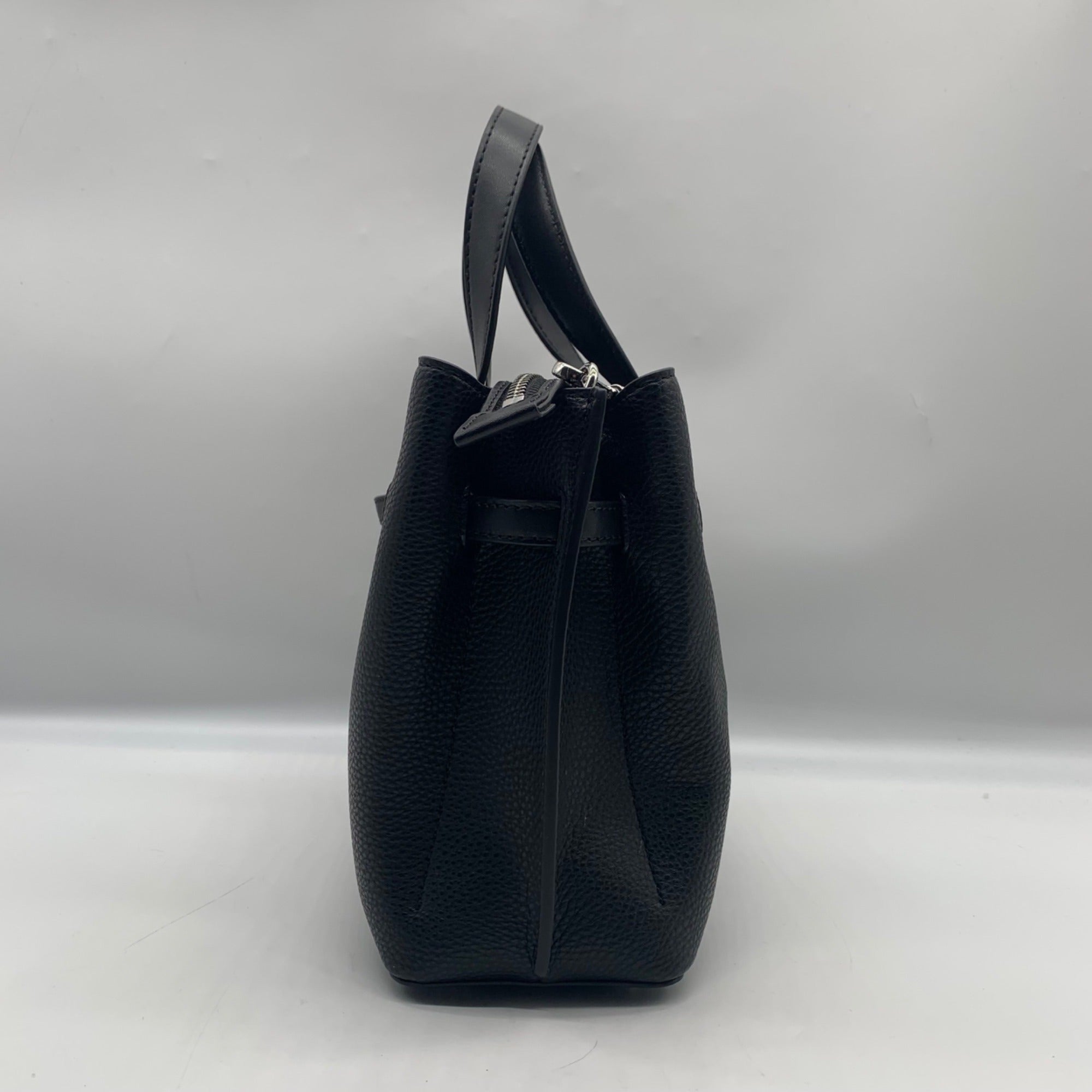 Michael Kors Black Emilia Small Pebbled Leather Satchel Bag