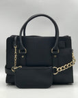 Michael Kors Black Saffiano Leather Hamilton Satchel And Pouch