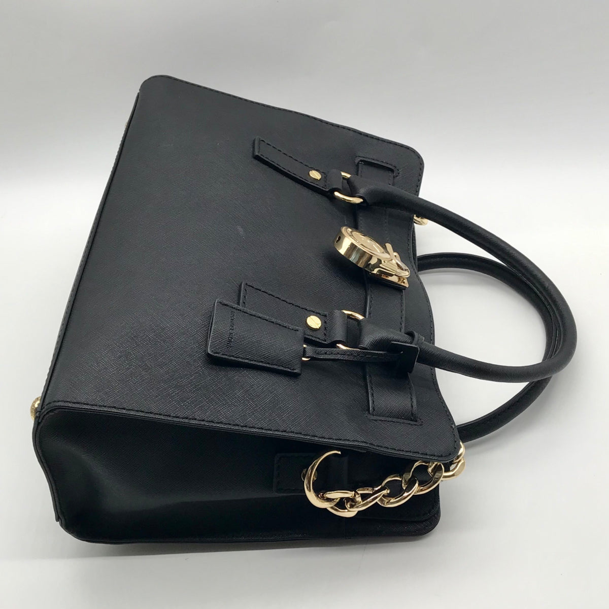 Michael Kors Black Saffiano Leather Hamilton Satchel And Pouch