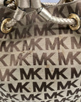 Michael Kors Brown & Gold Monogram Canvas Gathered Jet Set Tote Bag