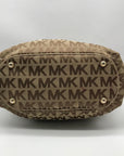 Michael Kors Brown & Gold Monogram Canvas Gathered Jet Set Tote Bag