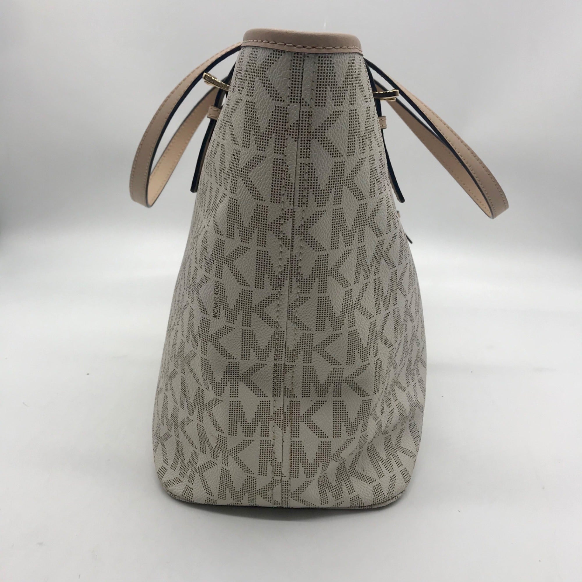 Michael Kors Cream Faux Leather Jet Set Travel Size Tote Bag