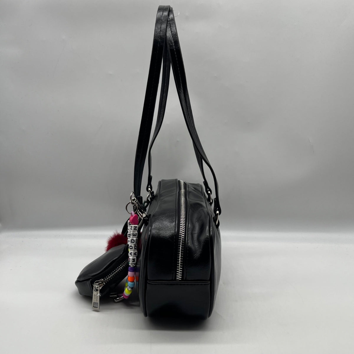 Madden Girl Black Faux Leather Shoulder Bag
