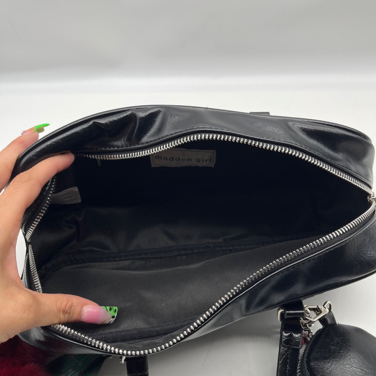 Madden Girl Black Faux Leather Shoulder Bag