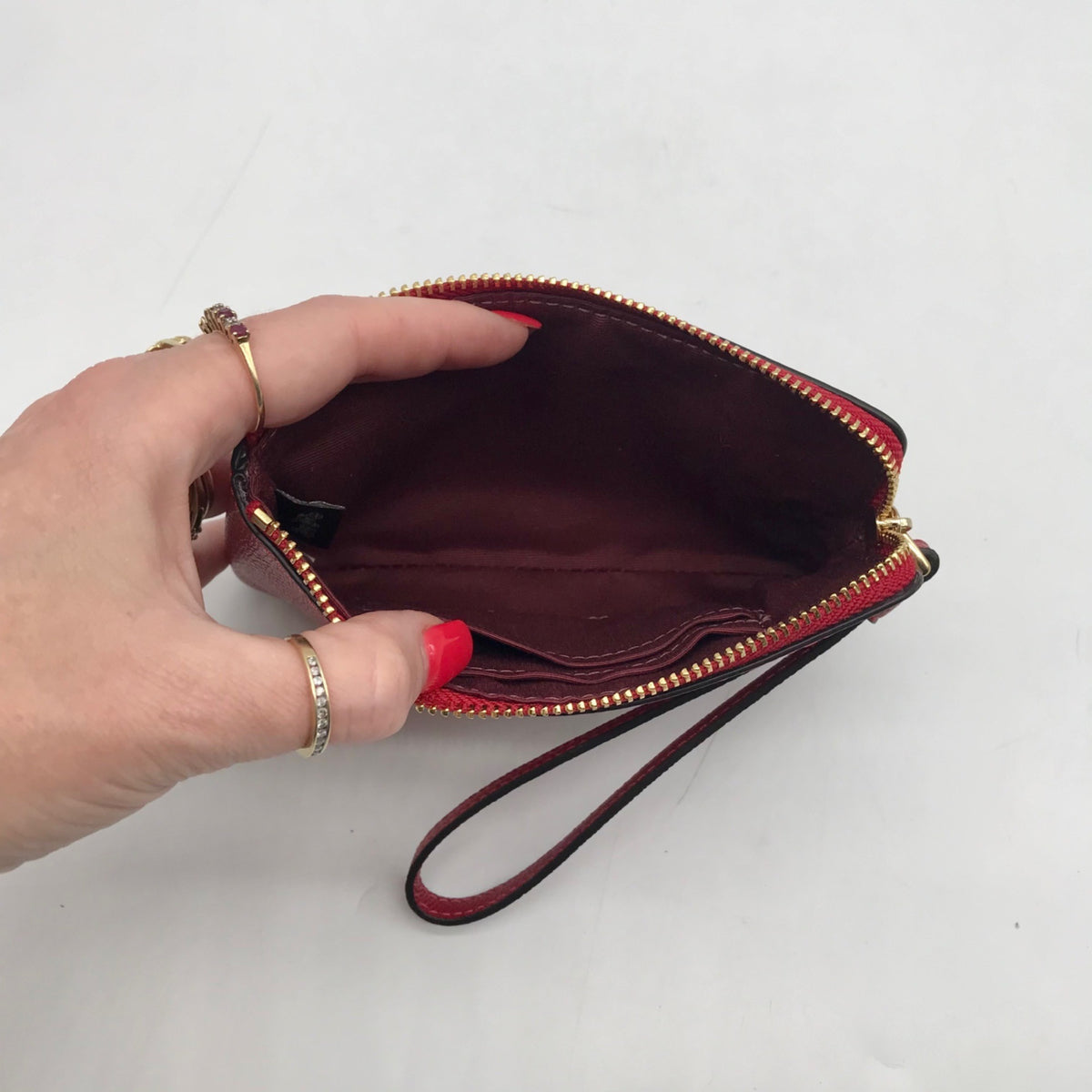 Coach Corner Red Zip Wristlet