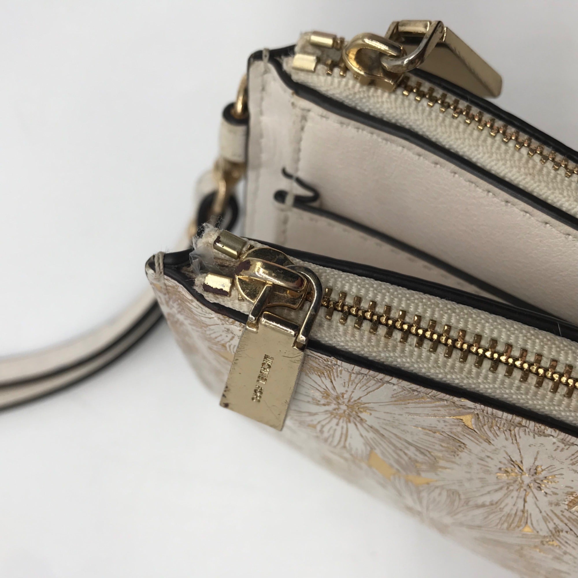 Michael Kors Gold Floral Embossed Leather Karla Wristlet