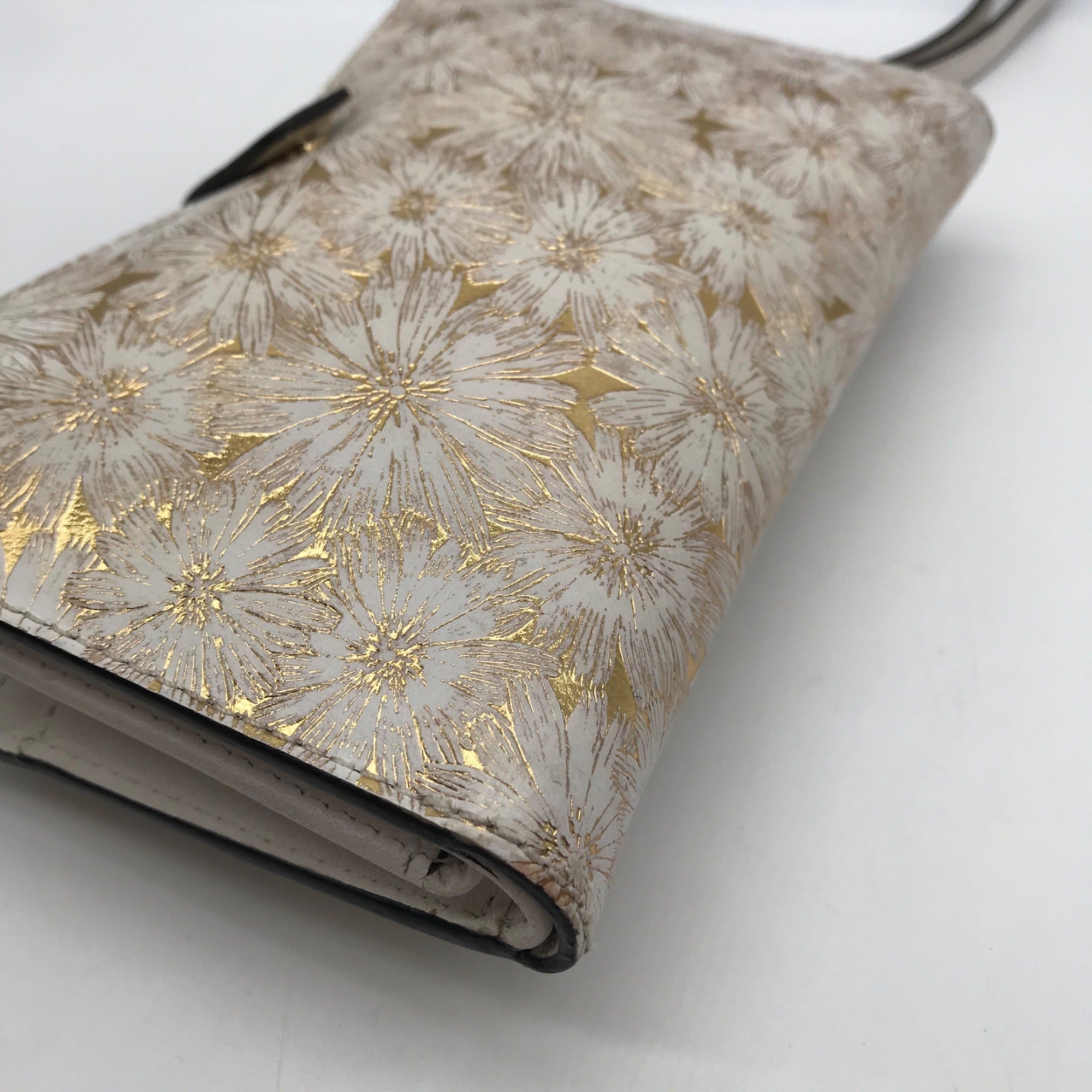 Michael Kors Gold Floral Embossed Leather Karla Wristlet