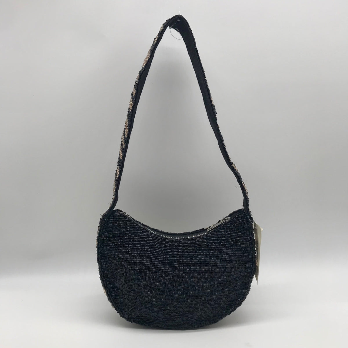 On 34th Black and Gold Zebra Beaded Shoulder Bag