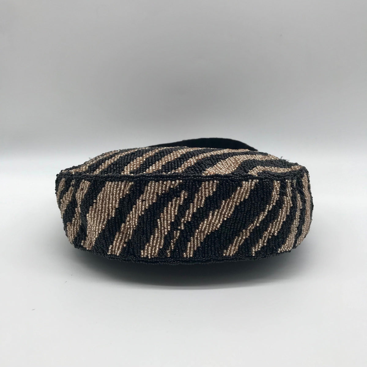 On 34th Black and Gold Zebra Beaded Shoulder Bag
