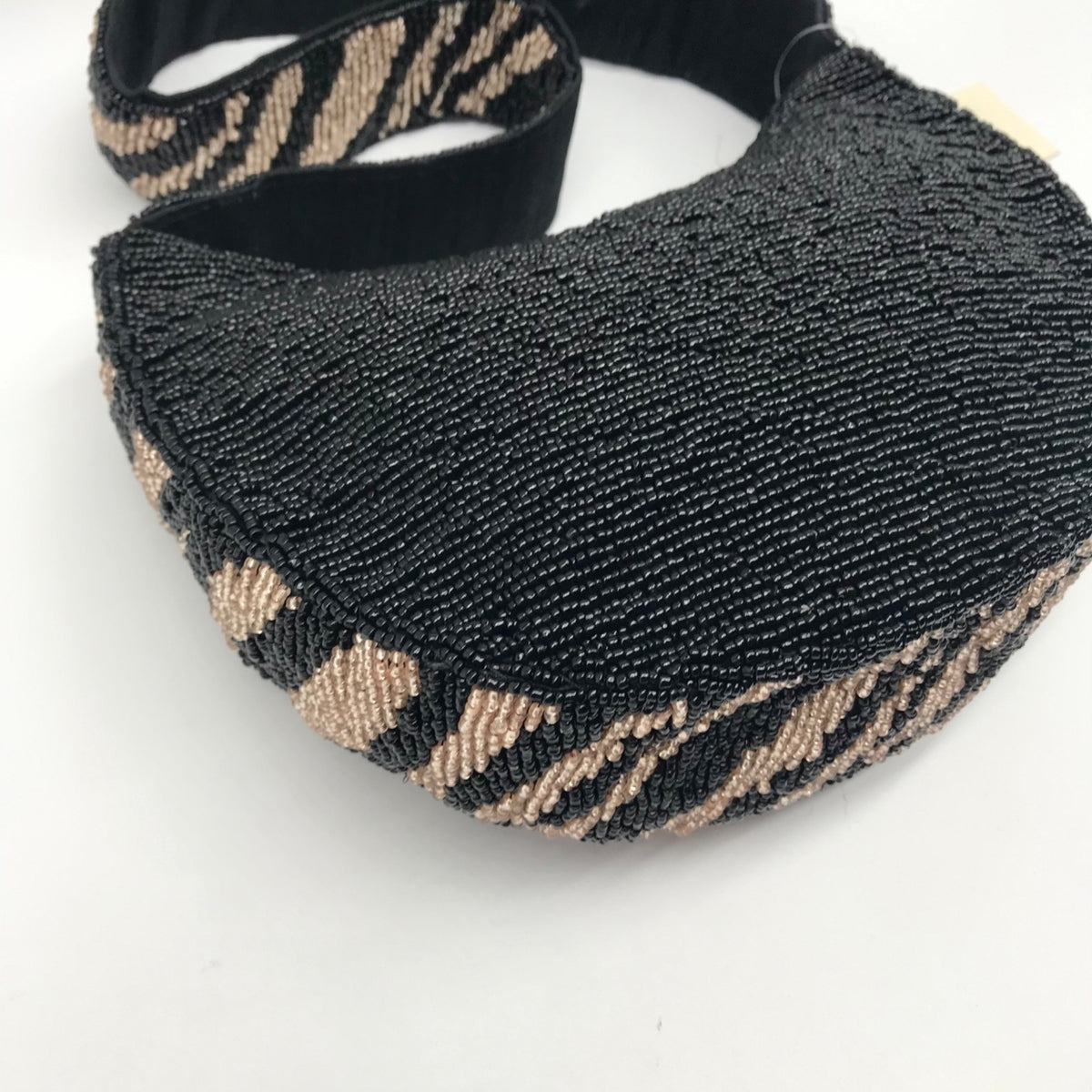 On 34th Black and Gold Zebra Beaded Shoulder Bag