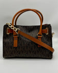 Michael Kors Brown Signature Coated Canvas Hamilton East West Satchel Bag