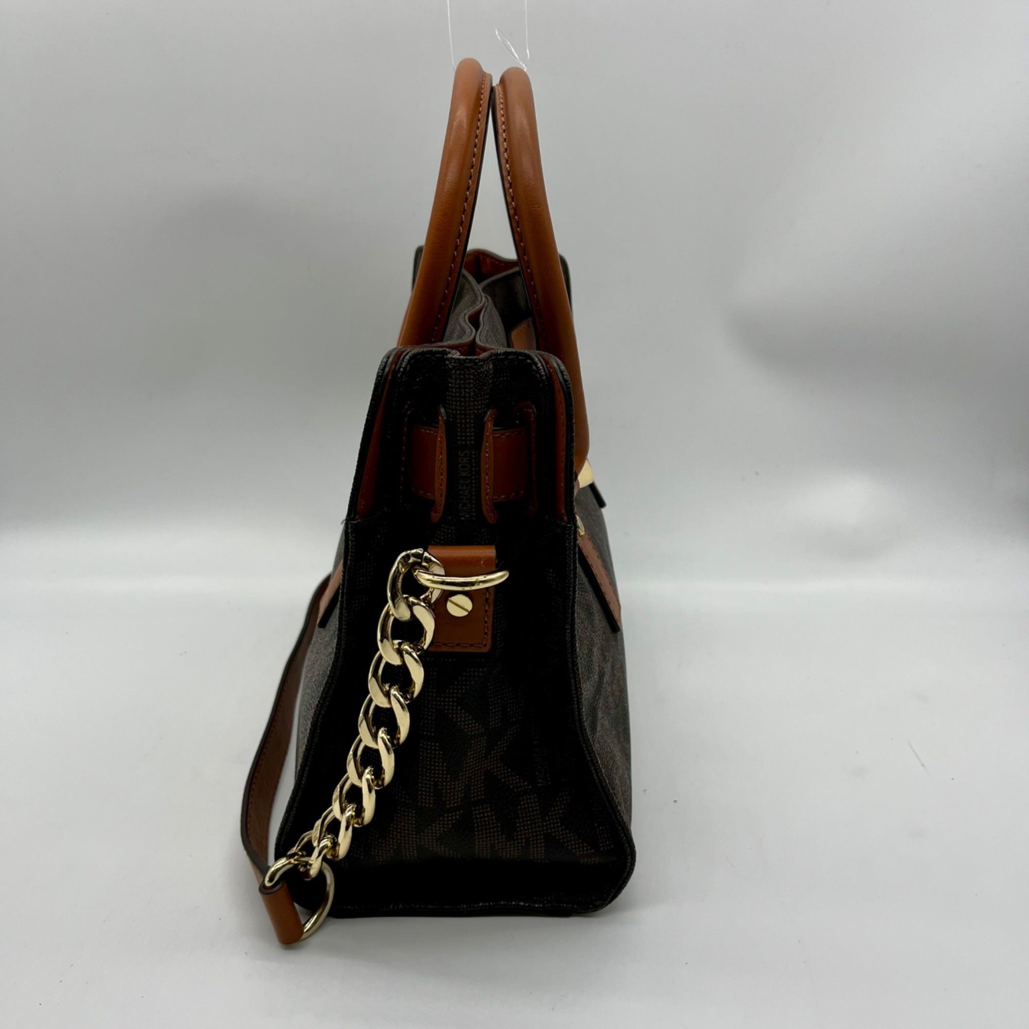 Michael Kors Brown Signature Coated Canvas Hamilton East West Satchel Bag