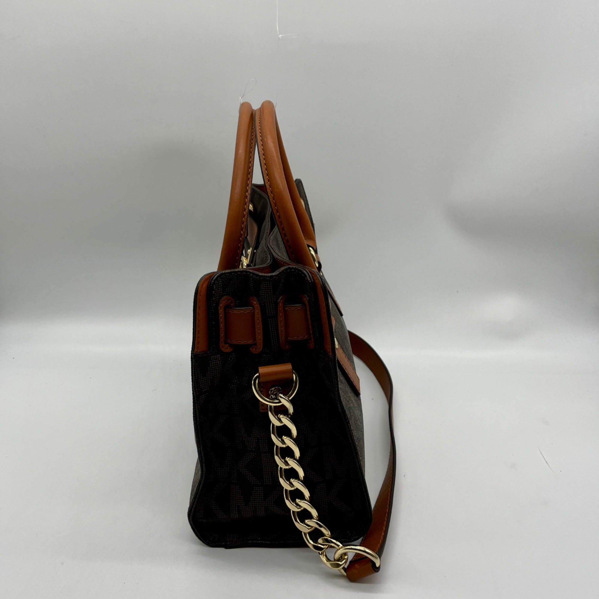 Michael Kors Brown Signature Coated Canvas Hamilton East West Satchel Bag