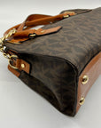 Michael Kors Brown Signature Coated Canvas Hamilton East West Satchel Bag