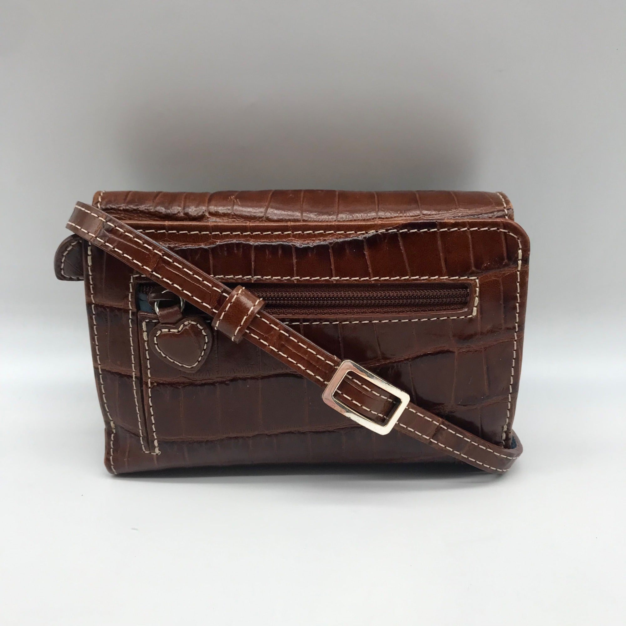 Brighton Brown Croc Embossed Leather Convertible Wallet