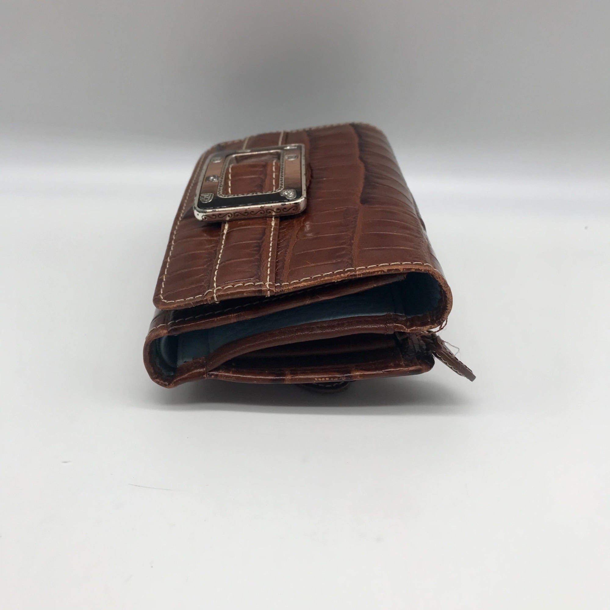 Brighton Brown Croc Embossed Leather Convertible Wallet