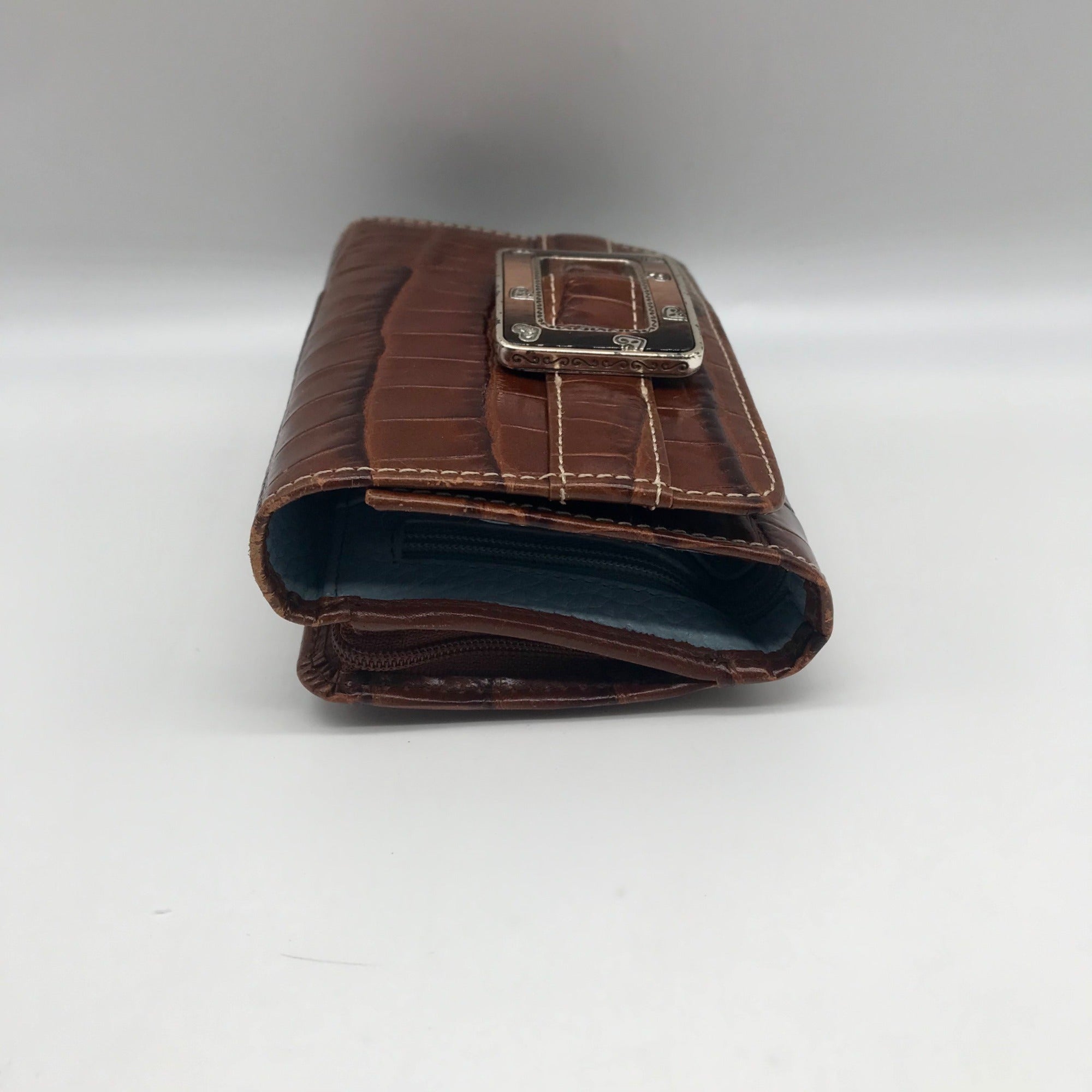 Brighton Brown Croc Embossed Leather Convertible Wallet