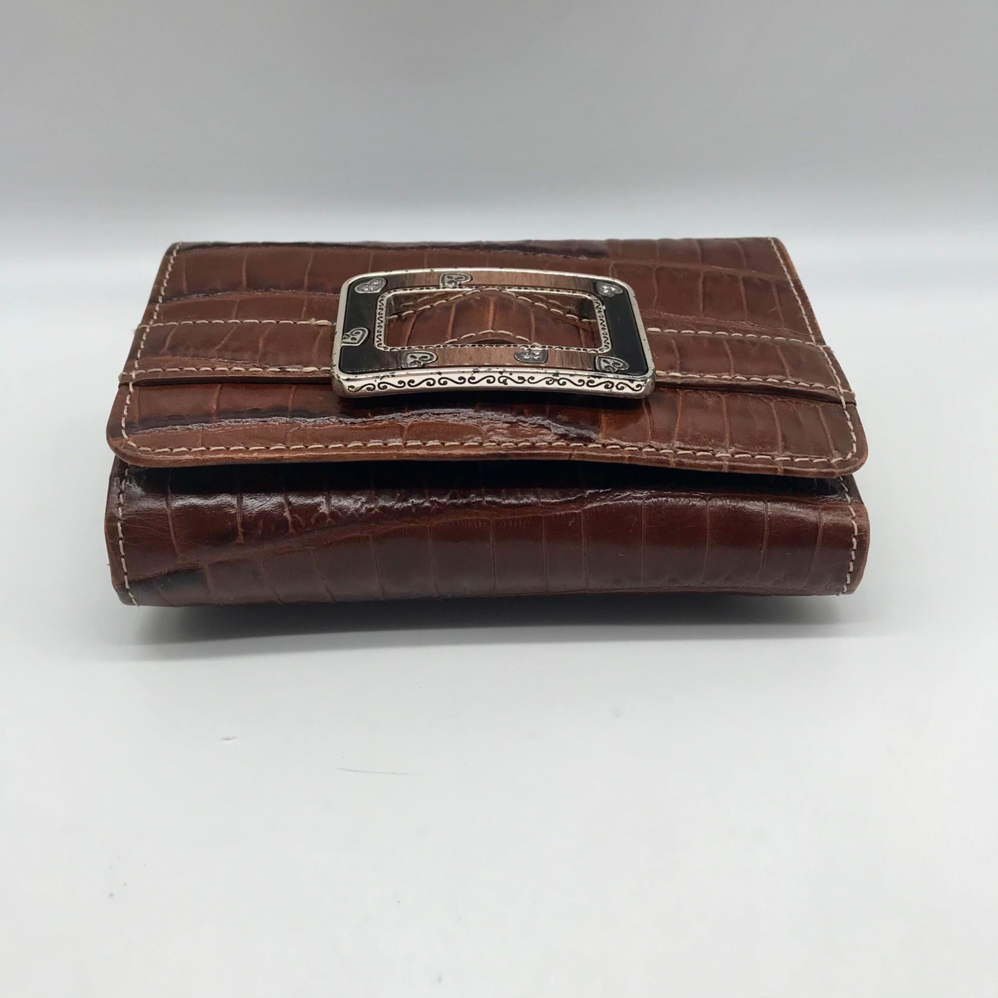 Brighton Brown Croc Embossed Leather Convertible Wallet