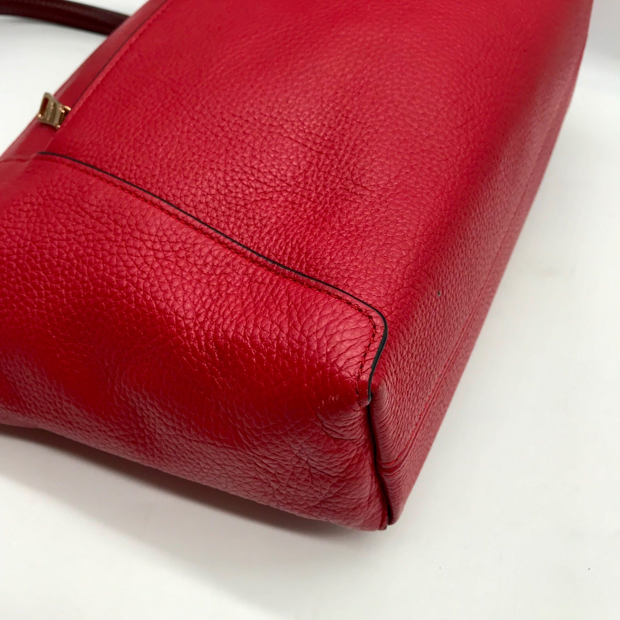 Coach Red Pebbled Leather Kacey Satchel Bag C6841