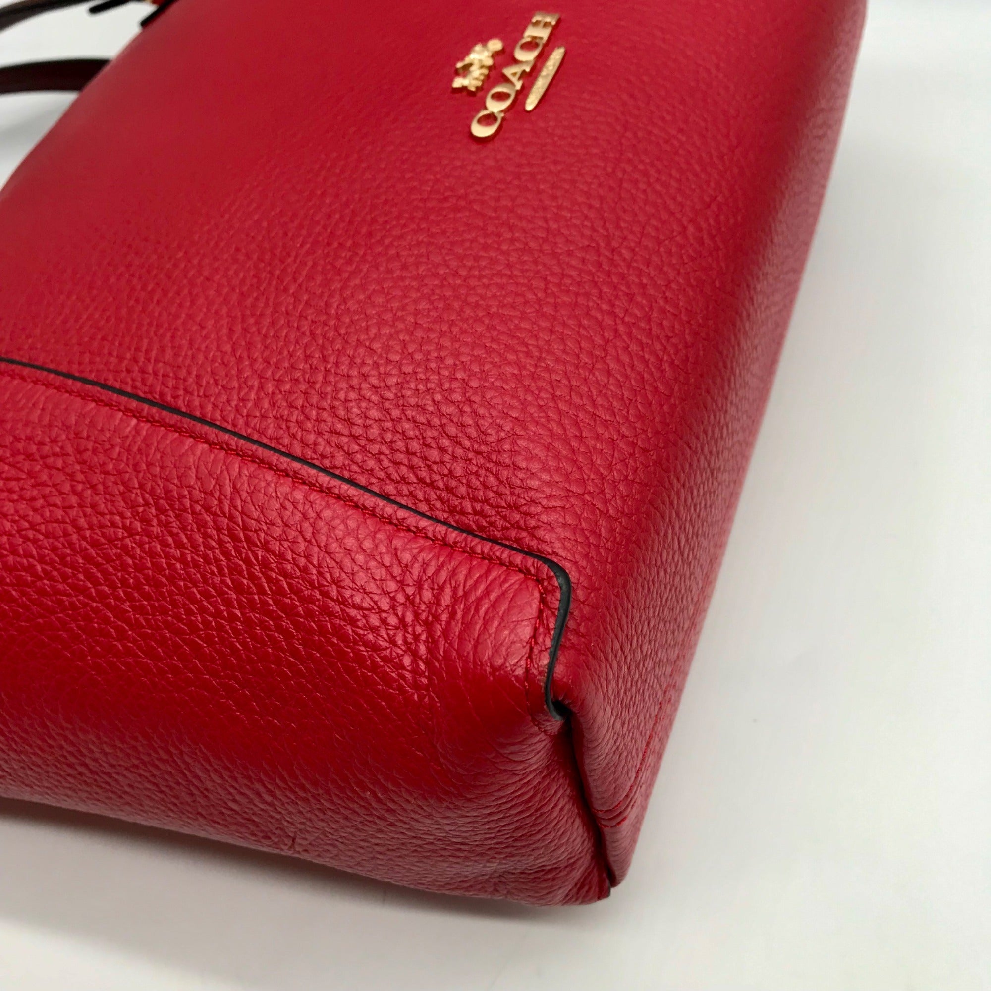 Coach Red Pebbled Leather Kacey Satchel Bag C6841