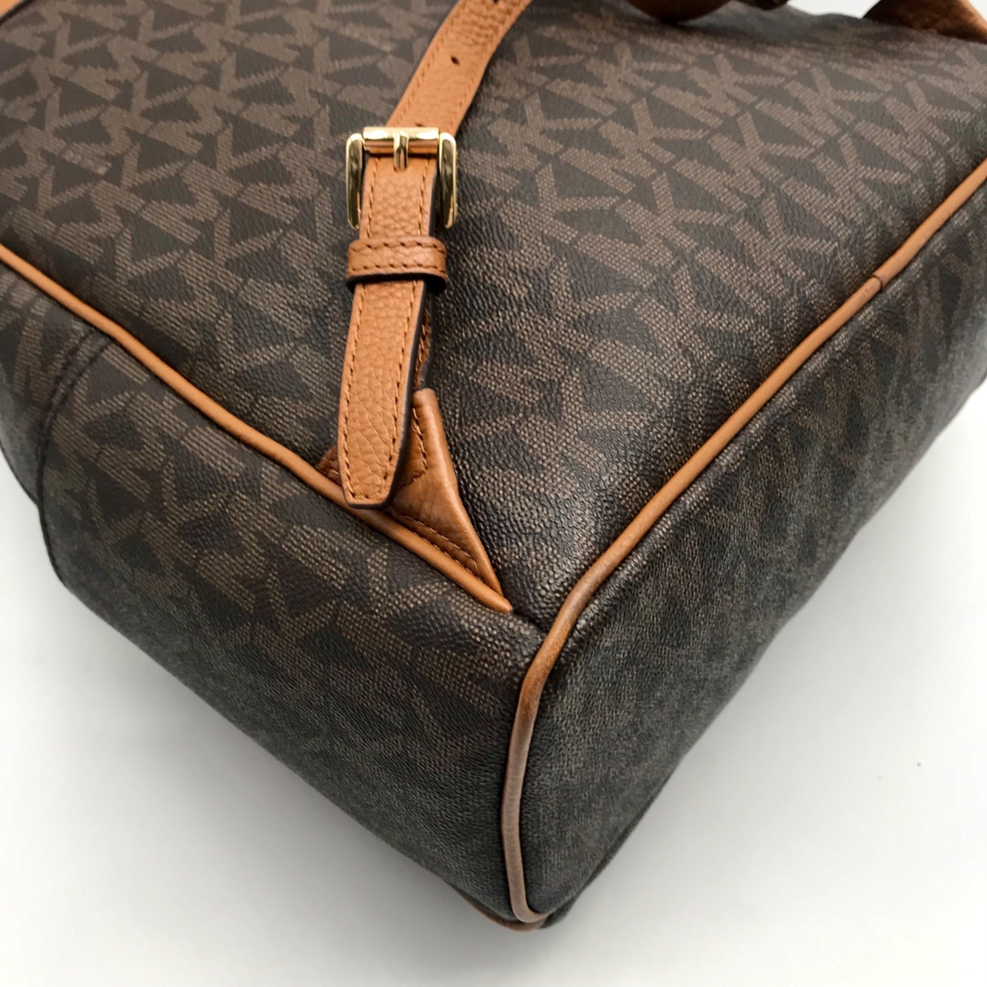 Michael Kors Brown Coated Canvas  Medium Abbey Backpack