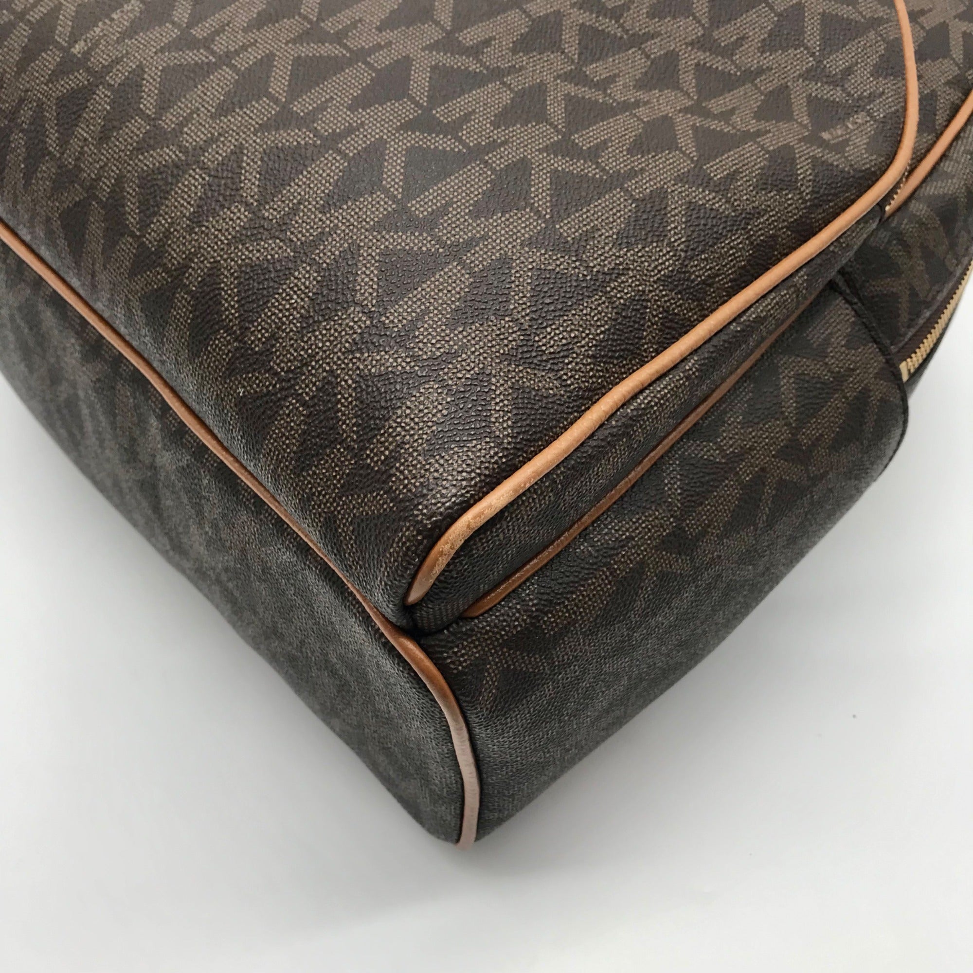 Michael Kors Brown Coated Canvas  Medium Abbey Backpack