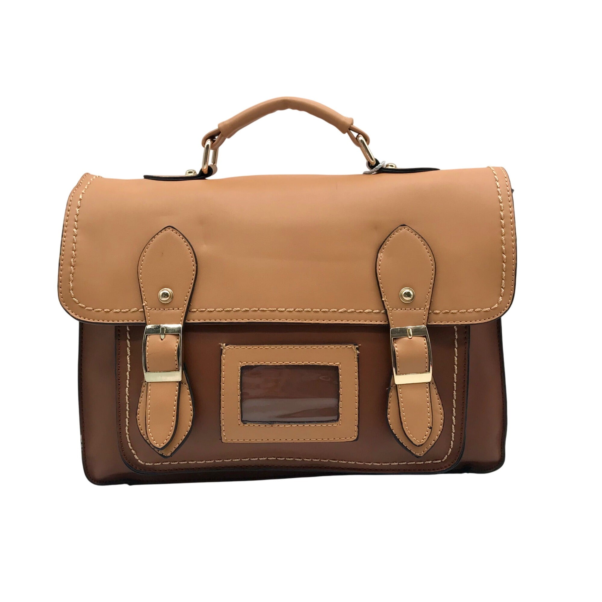 Move &amp; Moda Brown Faux Leather Convertible Work Briefcase Crossbody