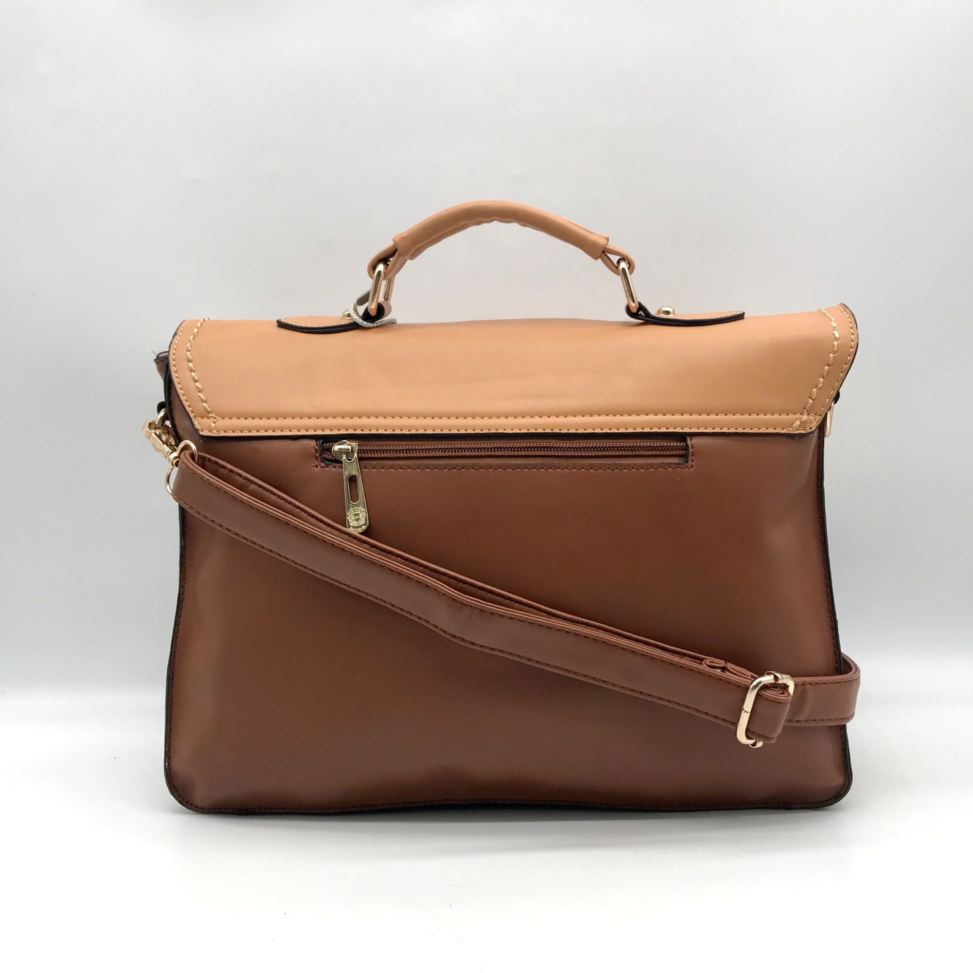 Move &amp; Moda Brown Faux Leather Convertible Work Briefcase Crossbody