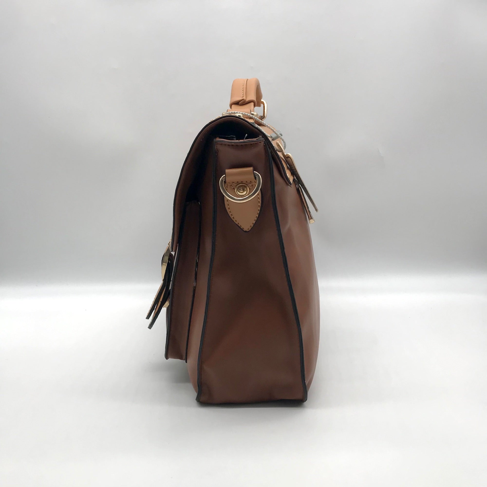 Move &amp; Moda Brown Faux Leather Convertible Work Briefcase Crossbody