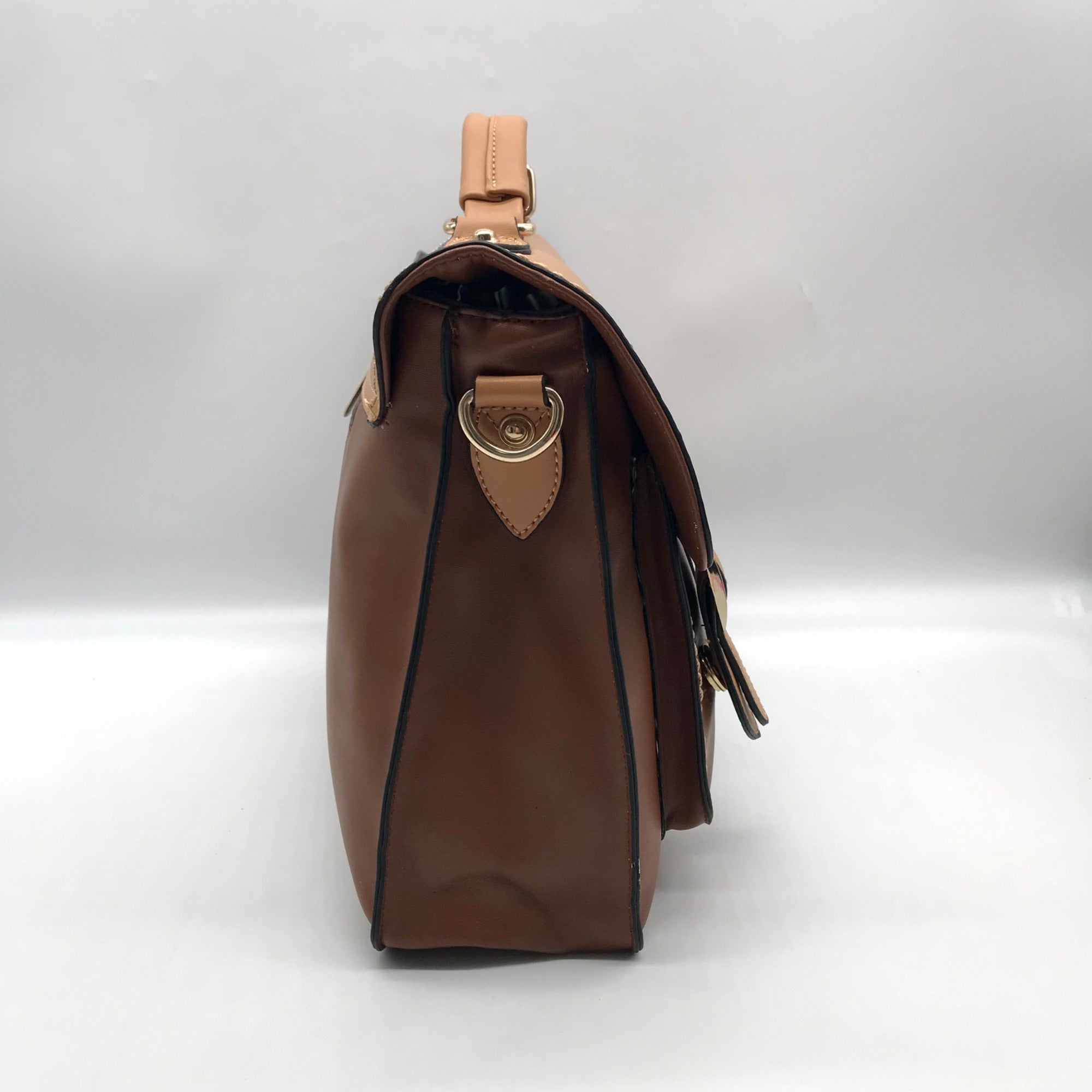 Move &amp; Moda Brown Faux Leather Convertible Work Briefcase Crossbody